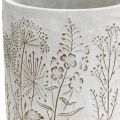 Floristik24 Vase beton hvid blomstervase med reliefblomster Ø12,5cm 2 stk