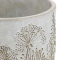 Floristik24 Vase Beton Hvid Blomstervase med reliefblomster vintage Ø18cm