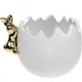 Floristik24 Påskeskål dekorativ skål keramik æggehvide gylden kanin 2 stk