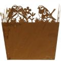 Floristik24 Plantekrukke, metaldekoration med fugle, cachepotte, spring patina H15,5cm