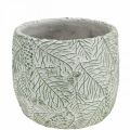 Floristik24 Plantekasse keramik grøn hvid grå gran grene Ø13,5cm H13,5cm