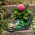 Floristik24 Plantekasse dekoration, grøn sko med pindsvin, keramik 14x13cm H13cm