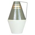 Floristik24 Vase metalhåndtag grå/creme/guld vintage Ø19cm H31cm