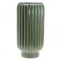 Floristik24 Keramikvase, bordpynt, riflet dekorativ vase grøn, brun Ø10,5cm H21,5cm