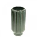 Floristik24 Keramikvase, bordpynt, riflet dekorativ vase grøn, brun Ø10,5cm H21,5cm