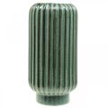 Floristik24 Dekorativ vase, blomsterarrangementer, bordpynt, vase lavet af bølget keramik grøn, brun Ø15cm H30,5cm
