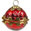 Floristik24 Vintage julekugle til at åbne glas rød gylden Ø8cm sæt af 2