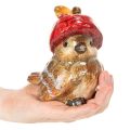 Dekorativ fuglefigur med rød æblehat, efterårsdekoration, 13 cm | Floristik24.dk
