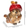 Dekorativ fuglefigur med rød æblehat, efterårsdekoration, 13 cm | Floristik24.dk