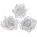 Floristik24 Voks rose hvid Ø10cm Vokset kunstig blomst 6stk