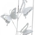 Floristik24 Sommerfugl hængende fjeder Metal Vægkunst Shabby Chic Hvid Sølv H47.5cm
