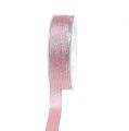 Floristik24 Julebånd pink-sølv 15mm 20m