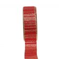 Floristik24 Julebånd rødt med guldstriber mønster 35mm 25m
