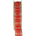 Floristik24 Dekorationsbånd Skotsk gavebånd rød grøn guld 25mm 20m