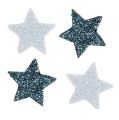 Floristik24 Julepynt stjerne 2,5 cm glimmer hvid, blå 48stk