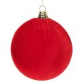 Floristik24 Rød julekugle i fløjlslook, stor 20 cm juletræskugle, 3 stk.