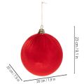 Rød julekugle i fløjlslook, stor 20 cm juletræskugle, 3 stk. | Floristik24.dk