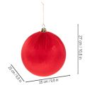 Rød fløjls julekugle, stor dekorativ kugle til ophængning, 25 cm, 2 stk. | Floristik24.dk