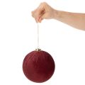 Julekugle, rødt fløjlslook, til ophængning, 15 cm, 3 stk. | Floristik24.dk