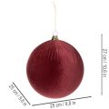 Stor rød fløjls juletræspynt til ophængning, 25 cm, 2 stk. | Floristik24.dk