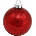 Floristik24 Trækugle, juletræspynt, glaskugle rød marmoreret H4,5cm Ø4cm ægte glas 24stk