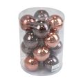Julekugler glas brun mix trækugler blank Ø7,5cm 12stk | Floristik24.dk
