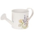 Floristik24 Hvid metalvandkande med blomstermotiv, 13,5 cm, dekorativ plantekasse