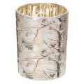 Floristik24 Glaslanterne med grendesign, guldfarvet inderside, 12 cm
