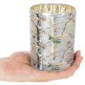 Glaslanterne med grendesign, guldfarvet inderside, 12 cm | Floristik24.dk