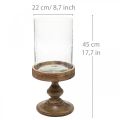 Floristik24 Lanterneglas på træfod dekorativt glas antik look Ø22cm H45cm
