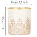 Glas fyrfadsstage med blomstermønster, Ø8 cm H9 cm, 2 stk. | Floristik24.dk