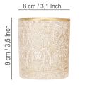 Glas fyrfadsstage med paisleymønster, Ø8 cm, H9 cm, 2 stk. | Floristik24.dk