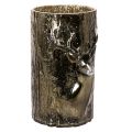 Floristik24 Glas fyrfadsstage med hjortehoved og trærelieffer, vinterdekoration, 26 cm