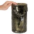 Glas fyrfadsstage med hjortehoved og trærelieffer, vinterdekoration, 26 cm | Floristik24.dk
