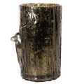 Glas fyrfadsstage med hjortehoved og trærelieffer, vinterdekoration, 26 cm | Floristik24.dk