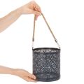 Metal fyrfadsstage, dekorativ lanterne med hank, antracit, Ø16 cm, 2 stk. | Floristik24.dk