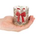 Glasstage med julegrene og rødt bånd, 8 cm, 2 stk. | Floristik24.dk
