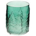 Floristik24 Glas fyrfadsstage med grantræer i relief, juledekoration, 16 cm