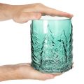 Glas fyrfadsstage med grantræer i relief, juledekoration, 16 cm | Floristik24.dk