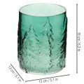 Glas fyrfadsstage med grantræer i relief, juledekoration, 16 cm | Floristik24.dk