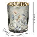 Lysestage med fugle, vinterdesign, blank, 12 cm | Floristik24.dk