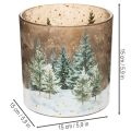 Glas fyrfadsstage med granskovsdesign, vinterdekoration, 15 cm | Floristik24.dk