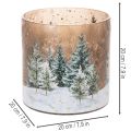 Glas fyrfadsstage med vinterskov i sne, juledekoration, 20 cm | Floristik24.dk