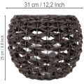 Flettet fyrfadsstage, sort og brun, sommerdekoration, Ø31 cm H25 cm | Floristik24.dk