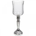 Lanterne glas lysglas antik look klar, sølv Ø11,5cm H34,5cm