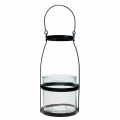 Floristik24 Lanterne glas med hank lysestage sort H25cm