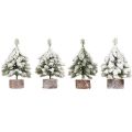 Vinterpynt juletræ i grøn hvid Ø7cm H14cm 4stk | Floristik24.dk