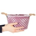 Zinkskål, diamantformet med rebhåndtag, violet og hvidvasket, Ø24,5 cm H14 cm | Floristik24.dk