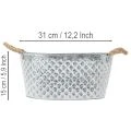 Stor oval zinkskål, 31 cm x 20 cm, H15 cm | Floristik24.dk
