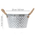 Rund zinkskål med rebhåndtag Ø25cm H14cm | Floristik24.dk